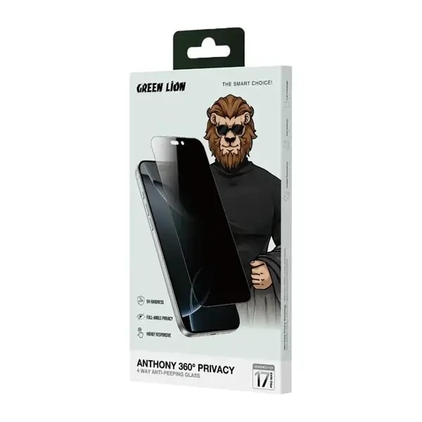 Antichoc de téléphone Green Lion Anthony 360° Privacy – Pour iPhone 17 Pro – Anti traces de doigts – Noir – GNANTPV17PBK — photo 3