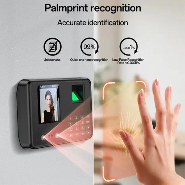 Badgeuse digital Yesido – Résolution 300K – Caméra infrarouge – Reconnaissance faciale – Accessibilité H24 et 7j/7 – Empreintes palmaires – Mots de passe – Empreintes digitales – KM30 — photo 2