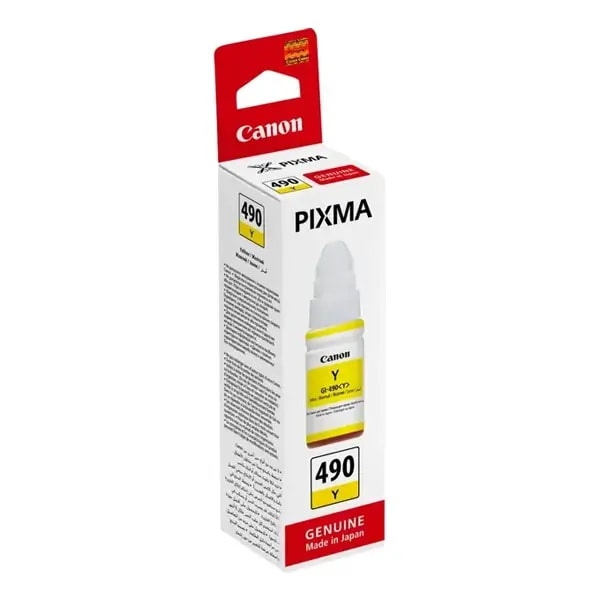 Bouteille d’encre jaune Canon GI-490 Y Jaune – 70ml – Couleur Jaune – Canon d’origine – (FW) — photo 1