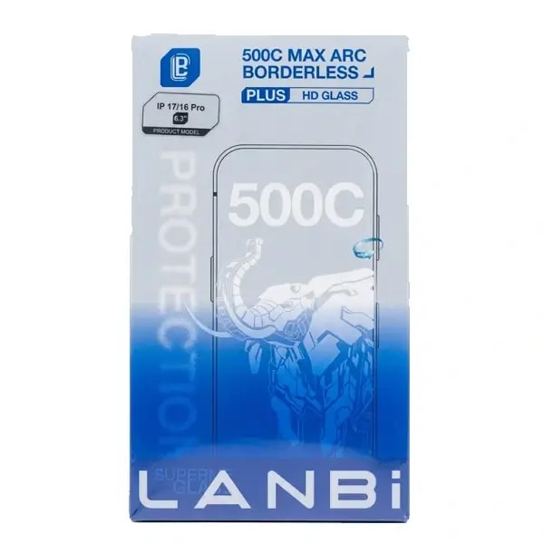 Antichoc de téléphone pour iPhone 17/16 Pro – 6.3″ – LANBi 500C Max Arc Borderless Plus HD Glass – Verre trempé HD transparent à bords incurvés — photo 2