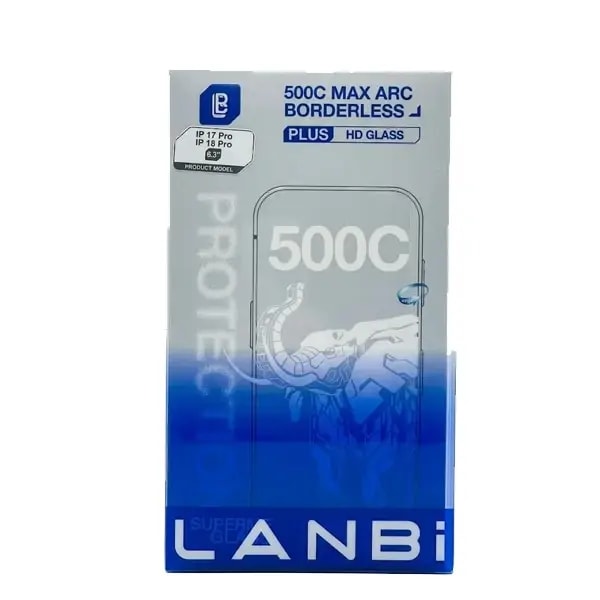 Antichoc de téléphone pour iPhone 17 Pro et 18 Pro – 6.3″ – LANBi 500C Max Arc Borderless Plus HD Glass – Verre trempé HD transparent à bords incurvés — photo 2