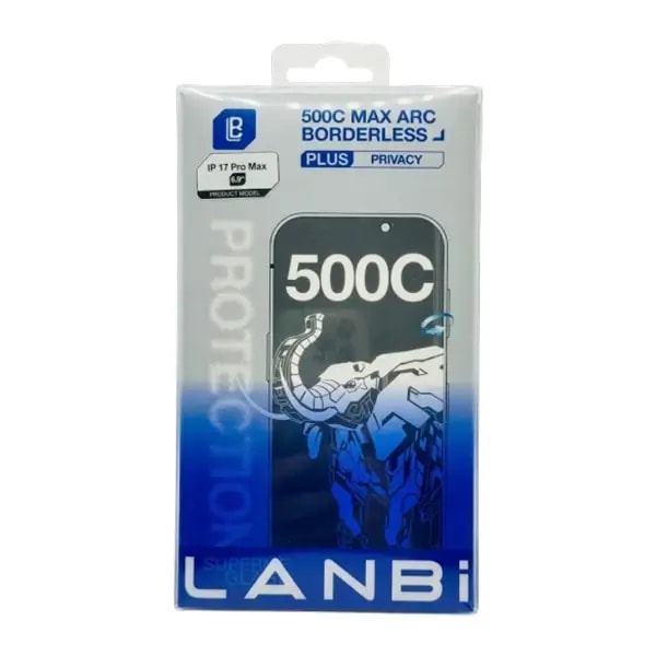 Antichoc de téléphone pour iPhone 17 Pro Max – LANBi 500C Max Arc Borderless Plus Privacy – Verre trempé HD fumé à bords incurvés noirs — photo 2