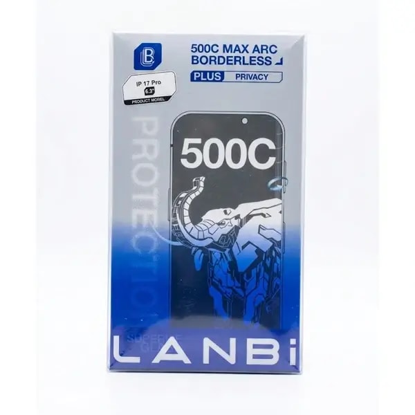 Antichoc de téléphone pour iPhone 17 Pro – LANBi 500C Max Arc Borderless Plus Privacy – Verre trempé HD fumé à bords incurvés noirs — photo 2