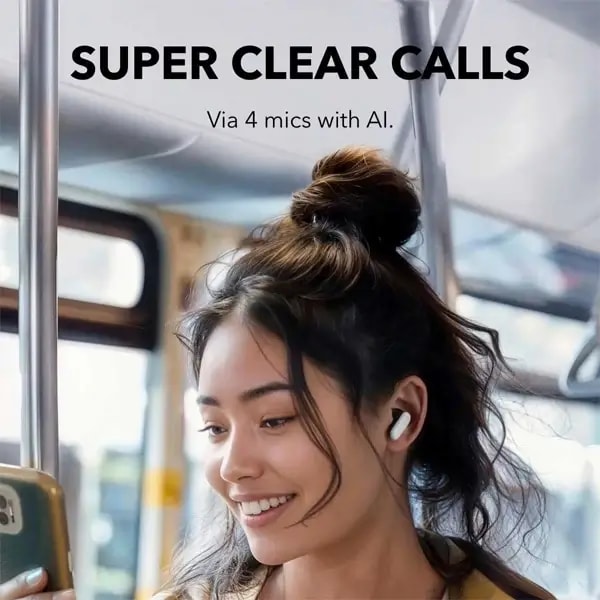 Écouteur Soundcore R50i NC avec Réduction de Bruit Active – 45h d’autonomie – BT 5.4 – IP54 -Appels clairs par IA avec 4 micros – Blanc – A3959H21 — photo 3