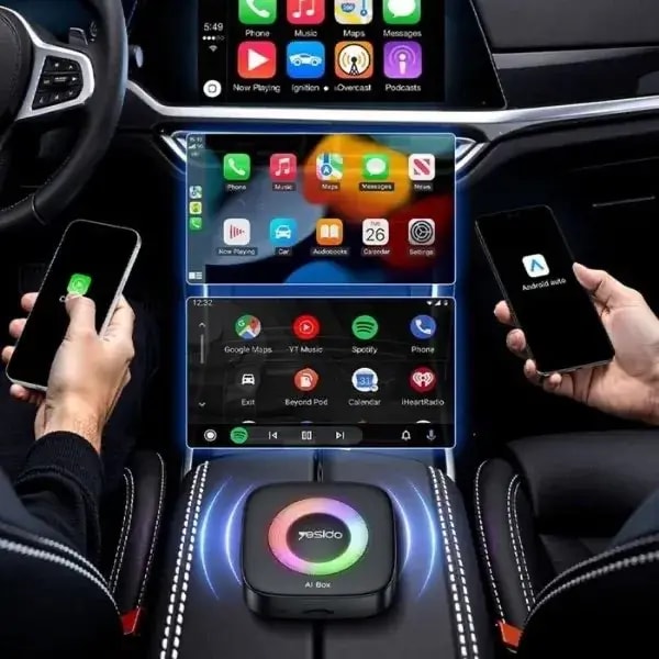 Adaptateur CarPlay & Android Auto Sans Fil 2en1 – 2GB/16GB – Lecture Video 1080P – Wi-Fi Dual Band & Bluetooth 5.0 – YESIDO KM33 Car Smart Box — photo 5