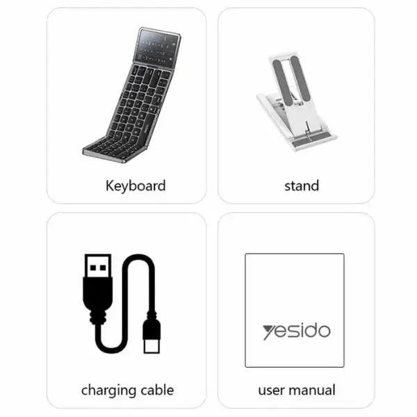 Clavier Pliable 3 Volets avec Pavé Tactile & Numérique – Bluetooth – 78 Touches – USB-C et 20h d’Autonomie – YESIDO KB49 — photo 3
