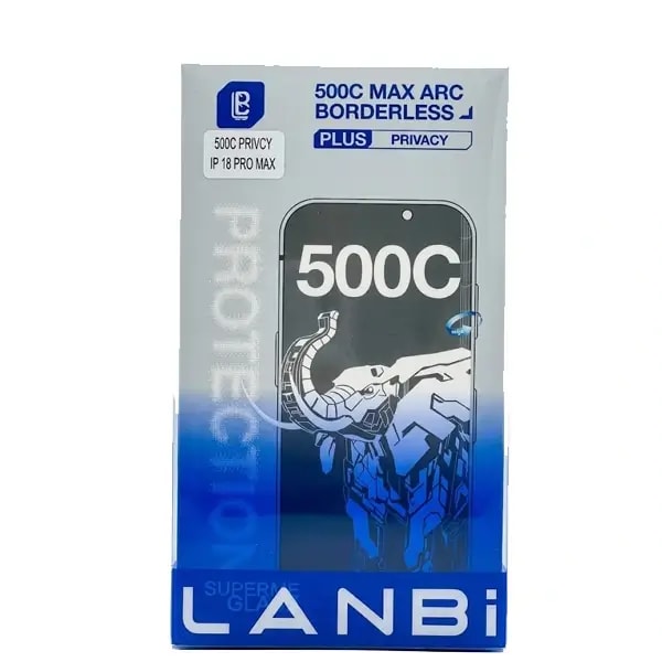 Antichoc de téléphone pour iPhone 18 Pro Max 6.3″ – LANBi 500C Max Arc Sans Bordure Plus Privacy – Verre trempé HD fumé à bords incurvés noirs — photo 2