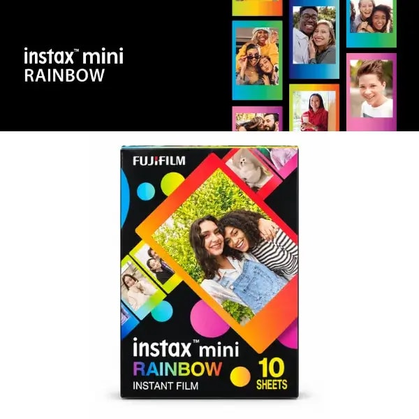 Cartouche de 10 Films Instantanés Pour les appareils Fujifilm Instax Mini – Instant Film Rainbow – 10 Photos avec Bordures Arc-en-Ciel Colorées — photo 1