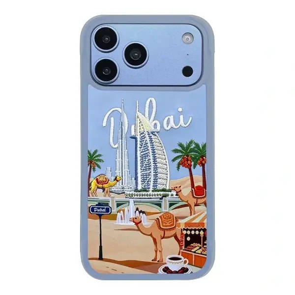 Coque pour iPhone 18 Pro Max Levelo Vallo en PU – Compatible MagSafe – Étui en similicuir – Design Dubaï – Bleu clair – LVLVLOD18PMLB — photo 1