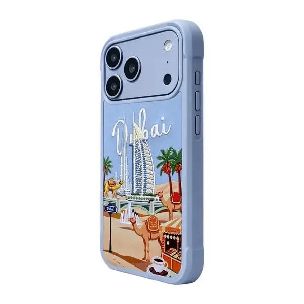 Coque pour iPhone 18 Pro Max Levelo Vallo en PU – Compatible MagSafe – Étui en similicuir – Design Dubaï – Bleu clair – LVLVLOD18PMLB — photo 2