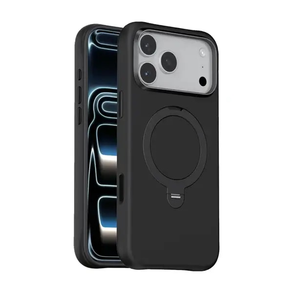 Coque pour iPhone 18 Pro Green Lion – Compatible MagSafe – Support à rotation 360° intégré – Silicone – Noir – GNSCSMG18PBK — photo 3