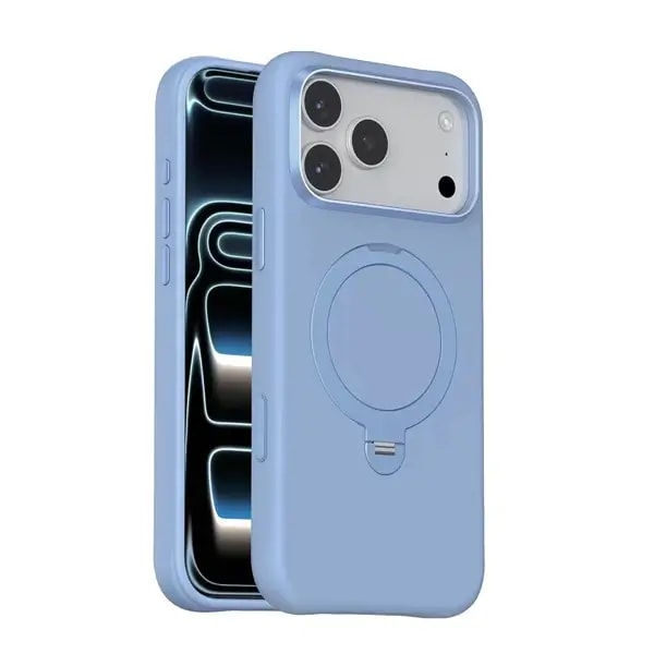 Coque pour iPhone 18 Pro Green Lion – Compatible MagSafe – Support à rotation 360° intégré – Silicone – Bleu – GNSCSMG18PBL — photo 1