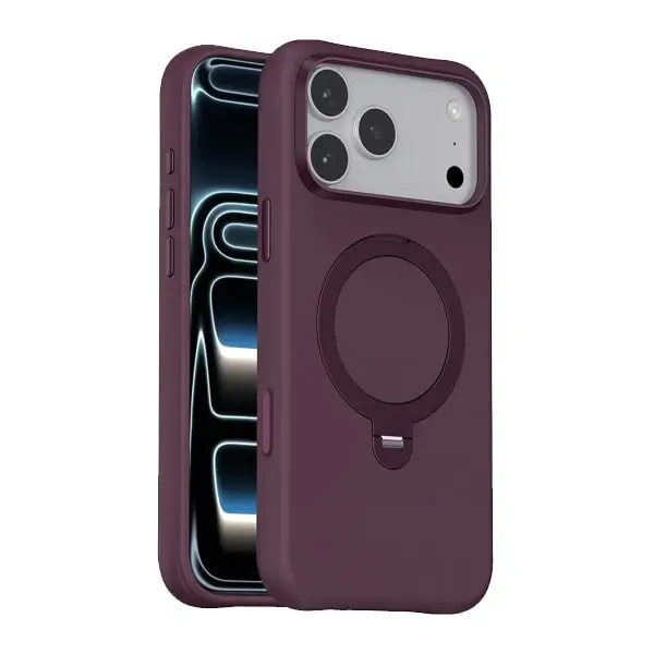 Coque pour iPhone 18 Pro Max Green Lion – Compatible MagSafe – Support à rotation 360° intégré – Silicone – Bordeaux – GNSCSMG18PMBD — photo 1