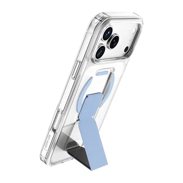 Coque pour iPhone 18 Pro Max Green Lion – Compatible MagSafe – Poignée pliable en cuir bleu intégrée – GNMGLG18PMBL — photo 2