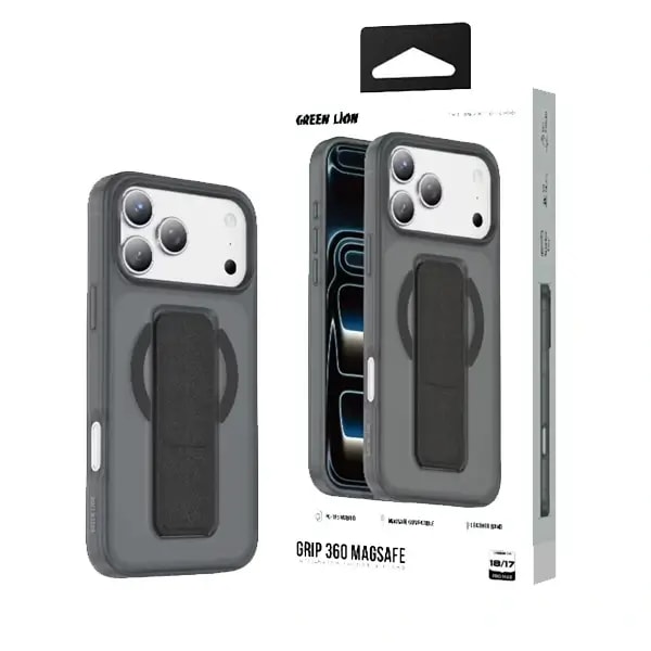 Coque pour iPhone 18 Pro Max Green Lion – Compatible MagSafe – Poignée 360 en cuir noir intégrée – GNGRP18PMBK — photo 2
