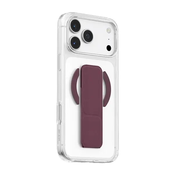 Coque pour iPhone 18 Pro Green Lion – Compatible MagSafe – Poignée pliable en cuir bordeaux intégrée – GNMGLG18PBD — photo 1