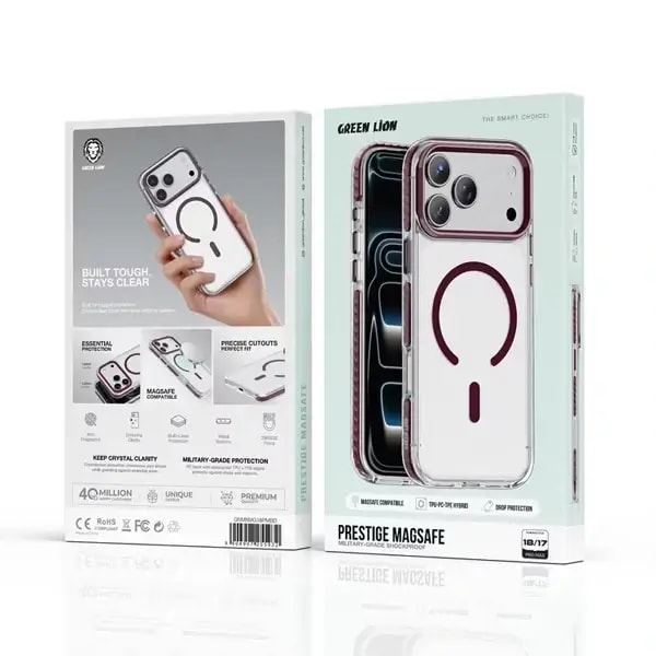 Coque pour iPhone 18 Pro Max Green Lion Prestige – Compatible MagSafe – Bordeaux – GNMXMG18PMBD — photo 2