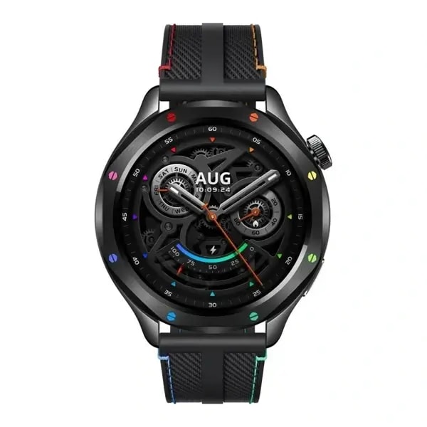 Montre connectée Xiaomi Watch S4 – 15Jrs d’autonomie – Écran 1,43″ AMOLED – BT 5.3 – SpO₂ – Bracelet noir en similicuir – Rainbow (Arc-en-ciel) – BHR9195GL — photo 1