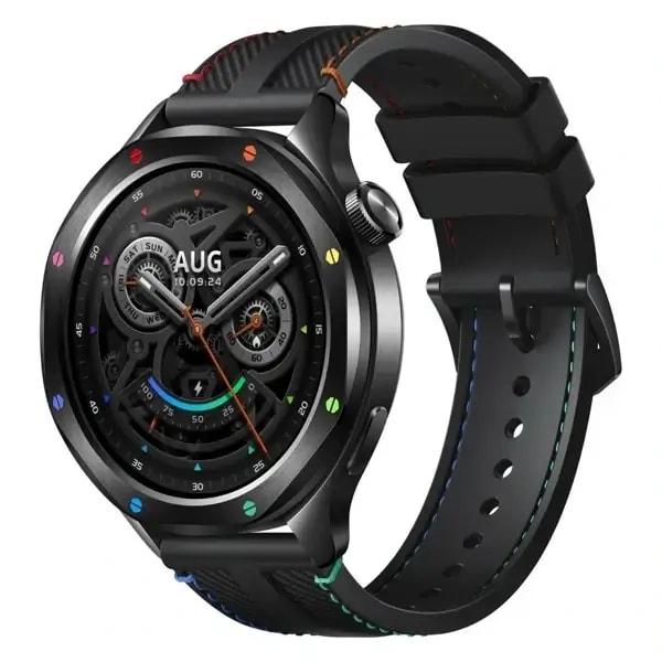 Montre connectée Xiaomi Watch S4 – 15Jrs d’autonomie – Écran 1,43″ AMOLED – BT 5.3 – SpO₂ – Bracelet noir en similicuir – Rainbow (Arc-en-ciel) – BHR9195GL — photo 2