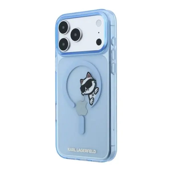 Coque pour iPhone 18 Pro Max Karl Lagerfeld avec impression Peekaboo – Compatible MagSafe – Bleu – KLOHMP18X6HCPSCB — photo 3