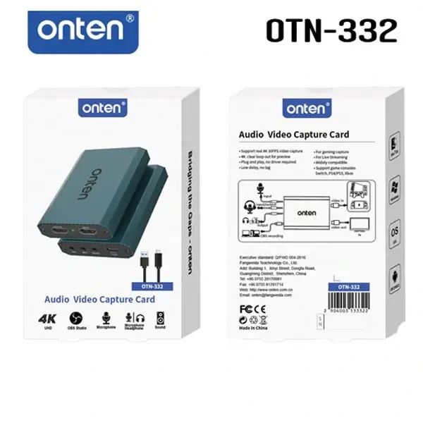 Adaptateur pour carte de capture vidéo ONTEN – Entrée et de sortie audio 3,5 mm – Capture vidéo 4K 30 FP – OTN-332 — photo 3
