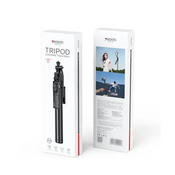 Perche à selfie avec trépied Yesido – Suivi intelligent du visage – Rotation AI 360° – Télécommande, vue 3