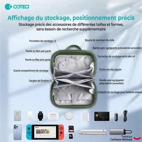 Sac de rangement multicouche COTEetCI Crater Multi-layer EVA Storage Bag – Pour Nintendo et autres accessoires électronique – Vert – 93013-GR — photo 2