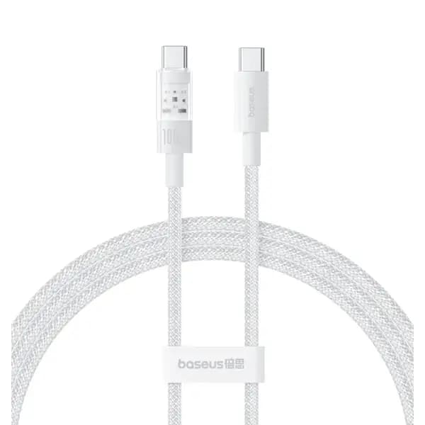 Câble de charge rapide Baseus Purely Lucent Purely Power – 20W – 1m – Type-C vers Lightning – Blanc